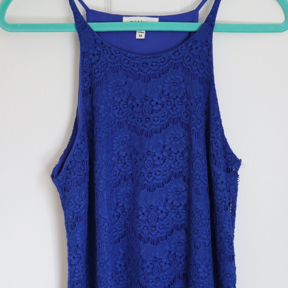 Royal Blue Lace Overlay Tank